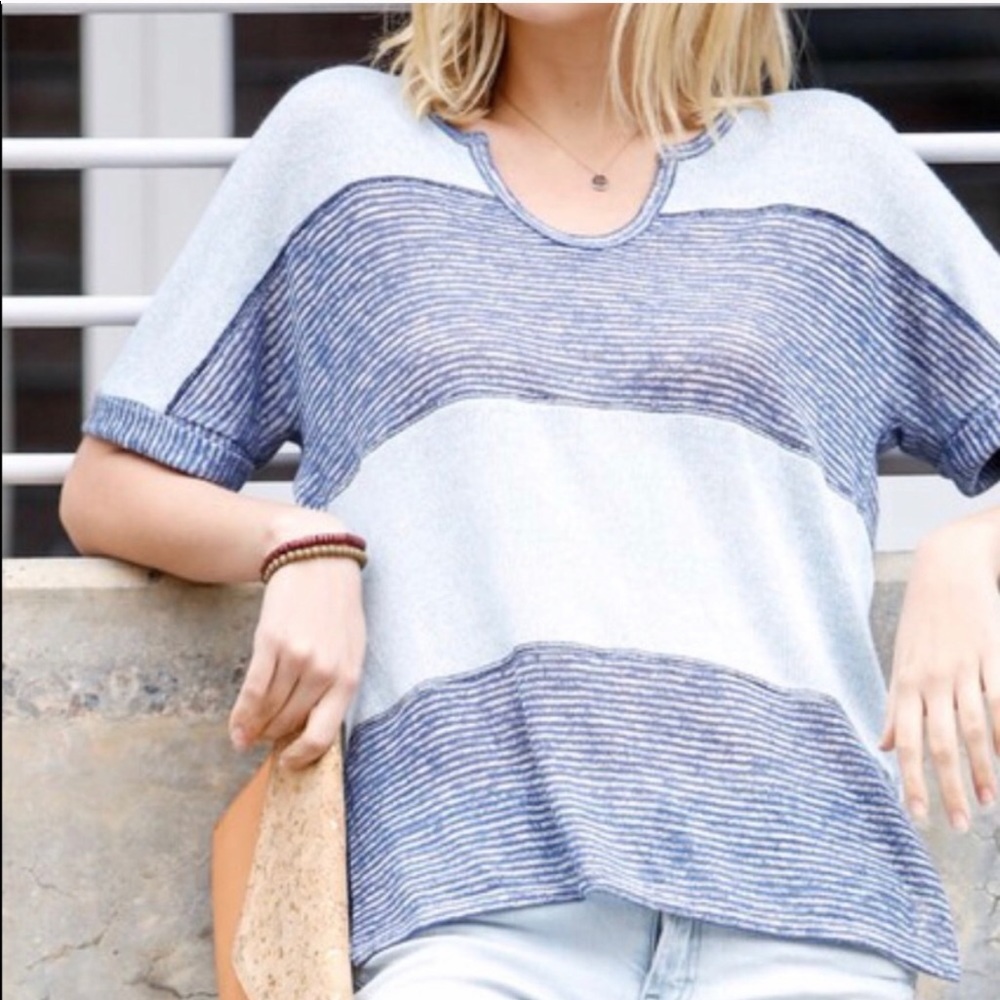 Color Block Mid Sleeve Top - Picture 4 of 5